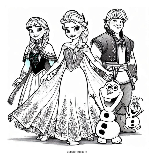 Elsa, Anna, Sven, Olaf, And Kristoff