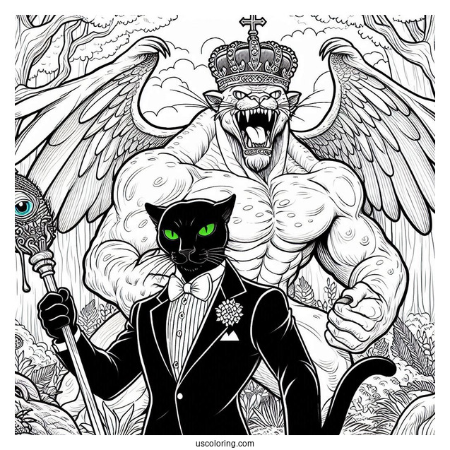 Black Panther Emerging From The Forest With The Hulk Coloring Page