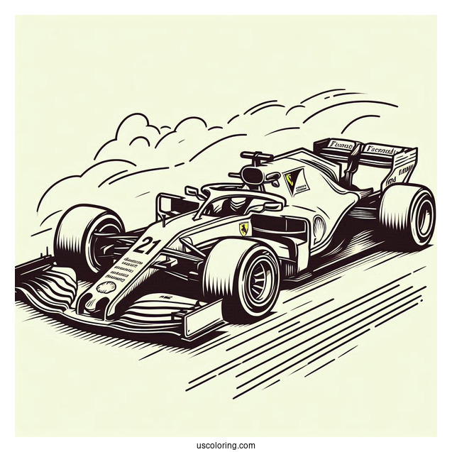 F1 Coloring Page Ferrari Race Car