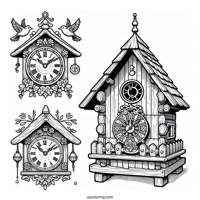 Cuckoo Clock Coloring Picture For Kids