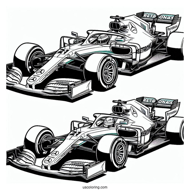 Mercedes W14 F1 Coloring Page Race Car
