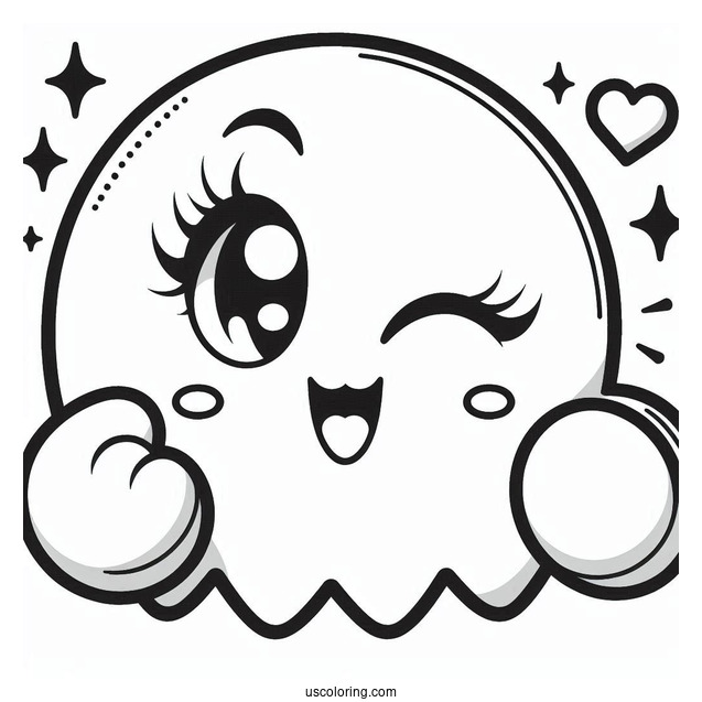 Kawaii Mrs. Pac-Man Coloring Page For Kids