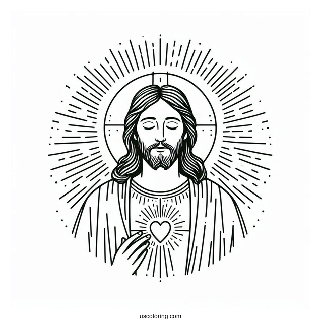 Simple Jesus Coloring Page With A Halo For Kids