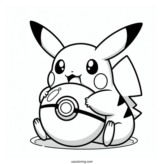 Coloring Page Of Pikachu Biting Pokeball
