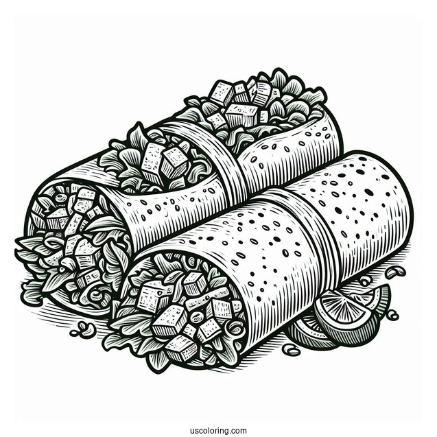 Mexican Burritos Coloring Page