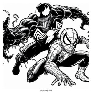 Venom And Carnage Coloring Page Chasing Spider Man
