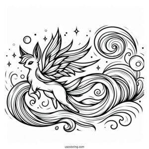 Tails Coloring Page Waving While Flying