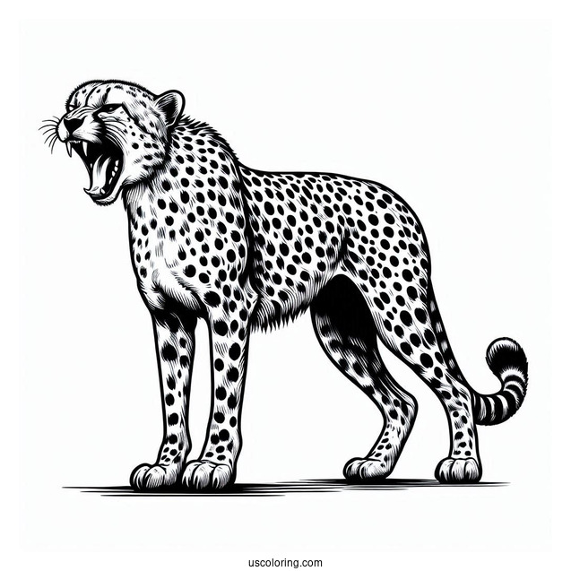 Large Cheetah Coloring Page Hissing