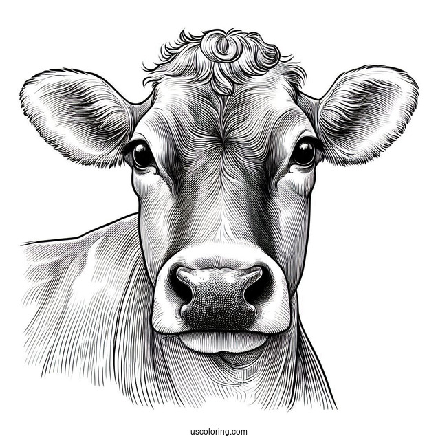 Close Up Of Jersey Cow Face Coloring In