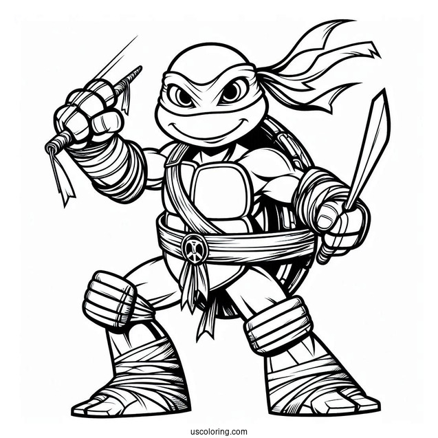 Ninja Turtles Coloring Page Of Young Leonardo