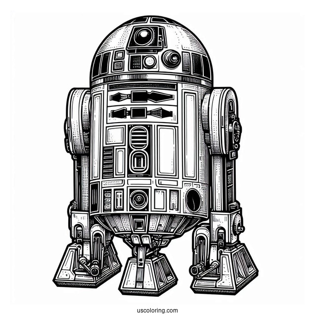 R2D2 Star Wars Robot Coloring Page