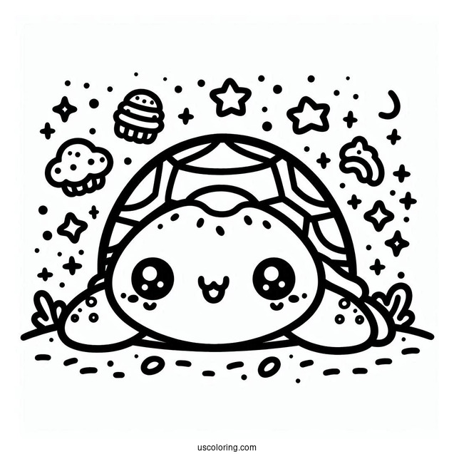 Kawaii Turtle Coloring Page