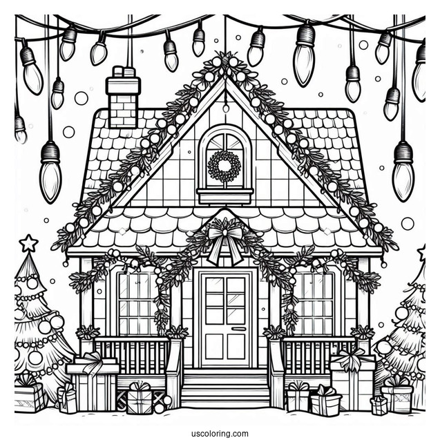 Christmas Lights On House To Color