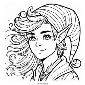 Easy Outline Of An Elf To Color For Kids