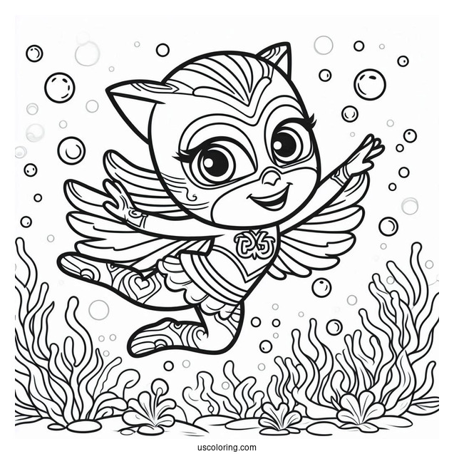 PJ Masks Coloring Page Of Octobella Dancing Underwater