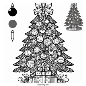 Christmas Tree With Decorations To Color