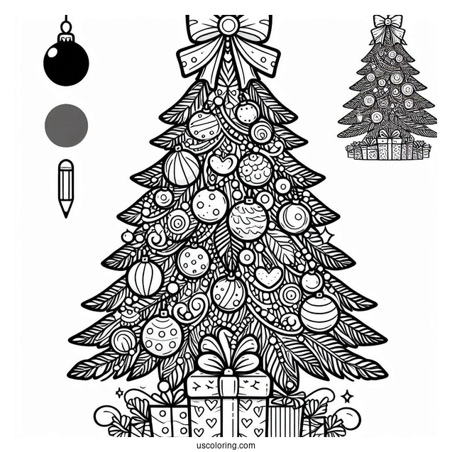 Christmas Tree With Decorations To Color