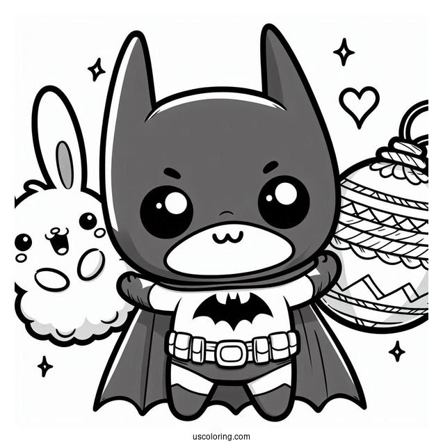 Cute Kawaii Batman Coloring For Kids