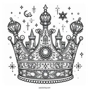 Bejeweled Crown Coloring Page In Winter Castle