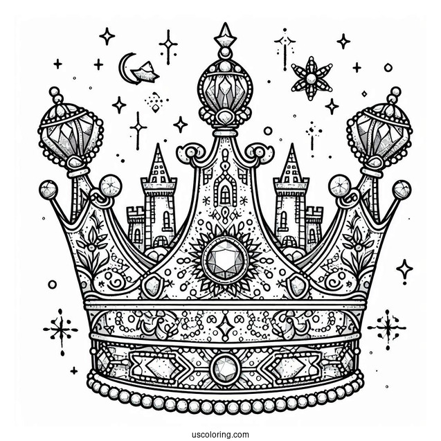 Bejeweled Crown Coloring Page In Winter Castle