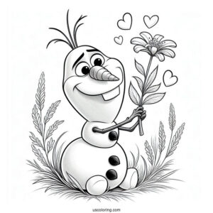 Olaf Looking At a Flower