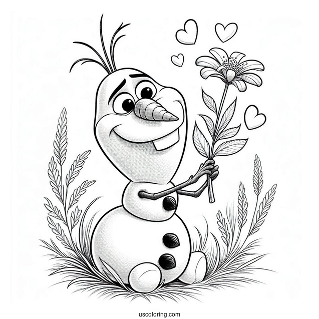 Olaf Looking At a Flower