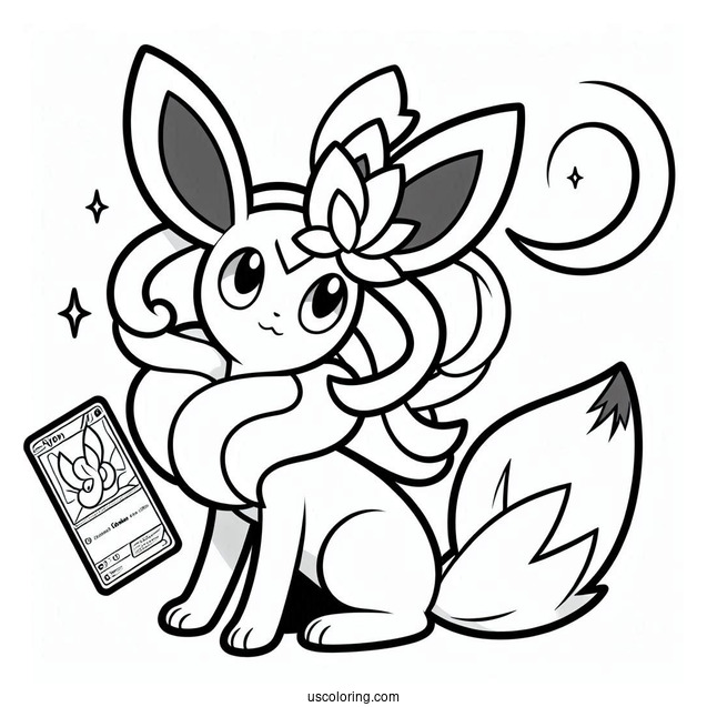 Sylveon Coloring Page Moonblast Pokemon Card