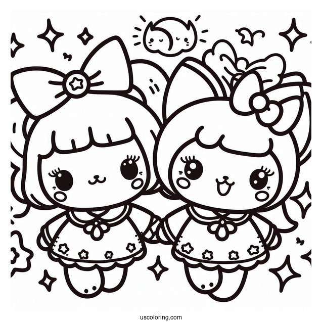 Sanrio Coloring Pages Of Kiki And Lala Little Twin Stars