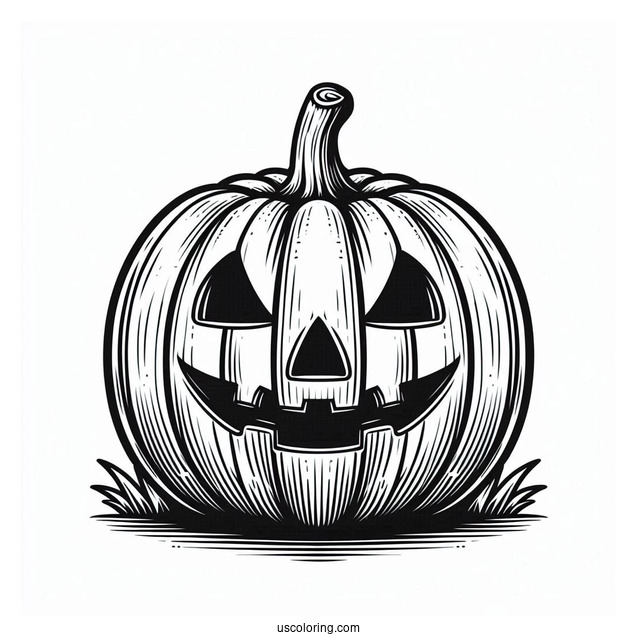 Pumpkin Coloring Page Of Stout Jack O Lantern For Kids