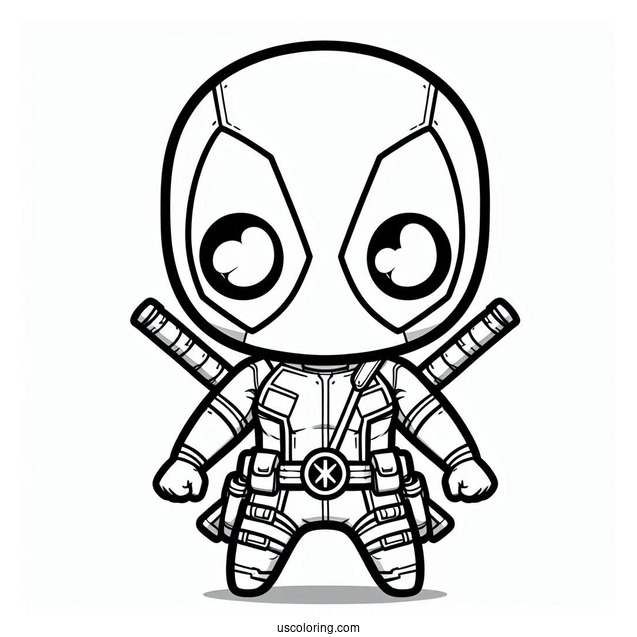 Chibi Deadpool Coloring Page