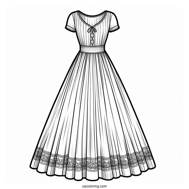 Simple Maxi Dress Coloring Page With High Low Skirt