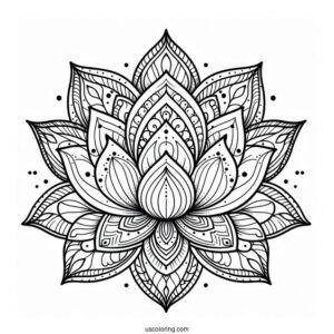 Magical Lotus Flower Mandala Coloring Page