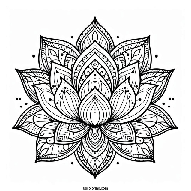 Magical Lotus Flower Mandala Coloring Page