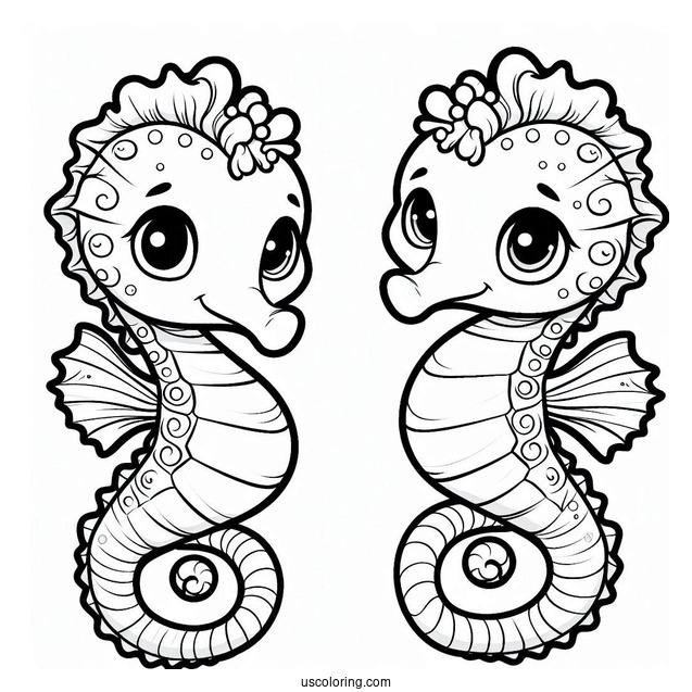 Cartoon Seahorse Coloring Sheet