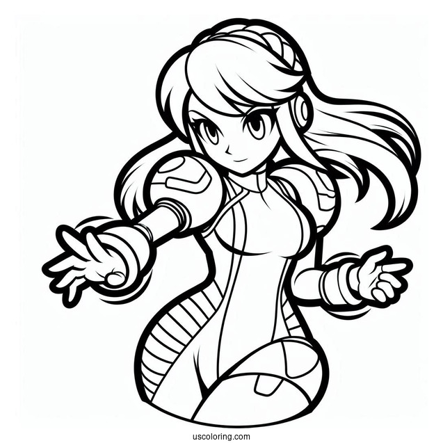 Super Smash Bros Coloring Page Of Easy Samus Aran Outline