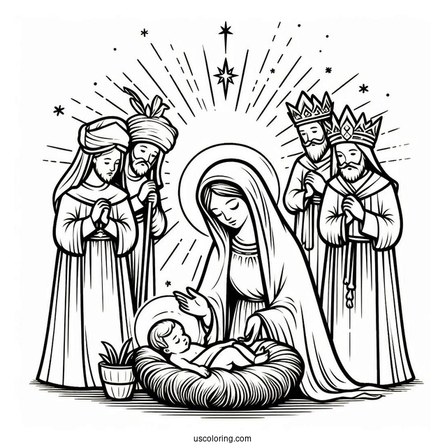 Baby Jesus With Virgin Mary And Three Kings