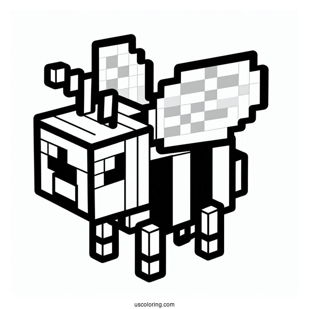 Minecraft Bee Coloring Page For Kids