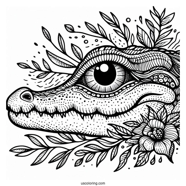Coloring Page Of a Crocodile Eye