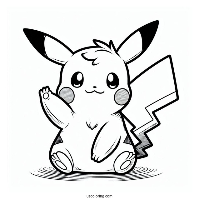 Raichu Coloring Page Waving For Kids
