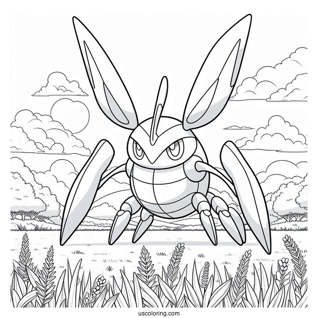 Heracross In A Field Coloring Sheet