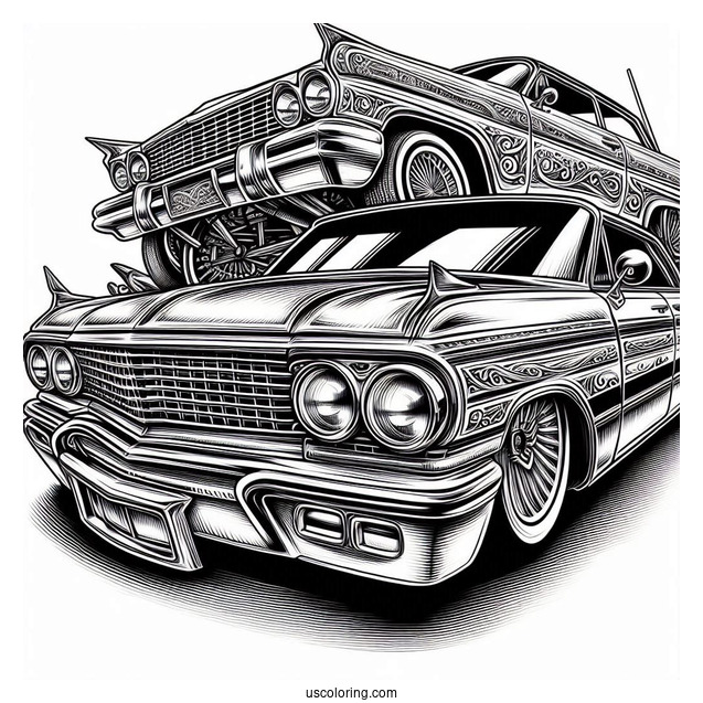 Detailed Worm s Eye View Of Lowrider Coloring Page