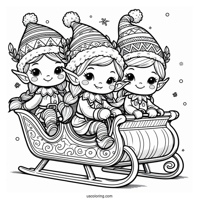 Three Elves Riding a Sleigh