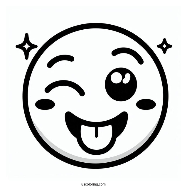 Winking Face With Tongue Emoji Coloring Page