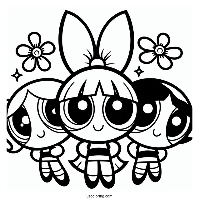 Blossom, Bubbles And Buttercup Coloring Page