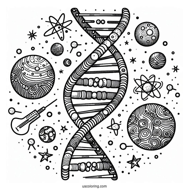Science Coloring Page Of DNA Strands
