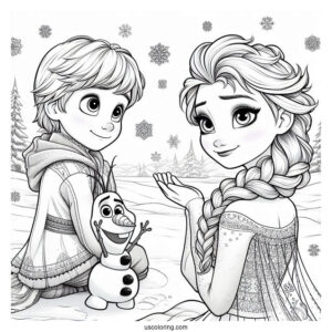 Young Elsa And Olaf In The Snow