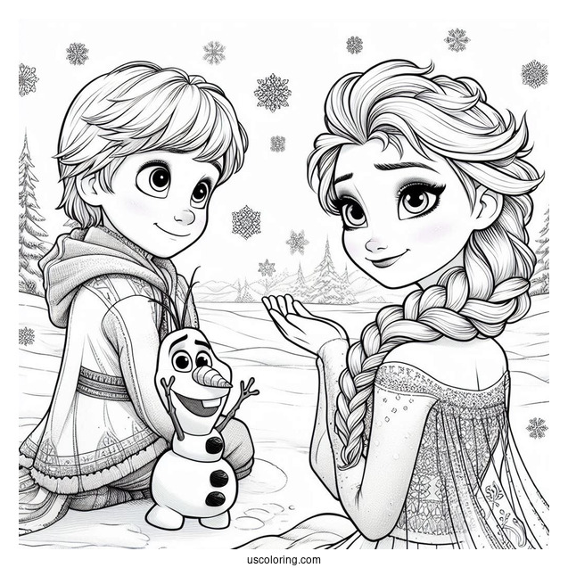 Young Elsa And Olaf In The Snow