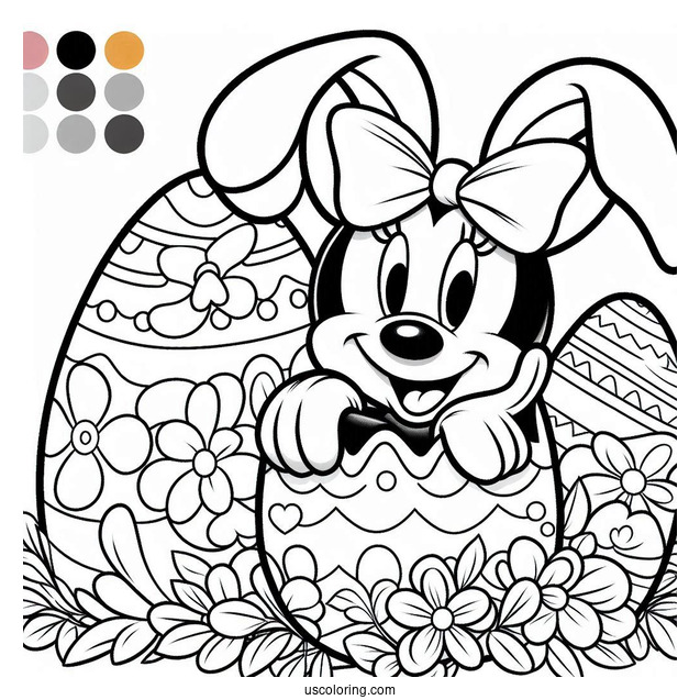 Mickey Mouse With Bunny Ears Popping Out Of Easter Egg