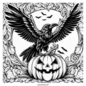 Raven Coloring Page Inside A Jack O Lantern
