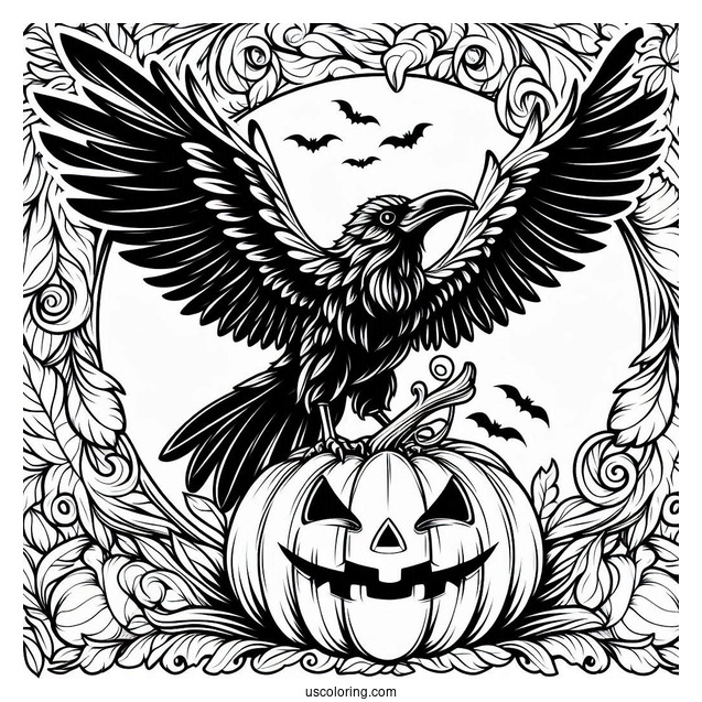 Raven Coloring Page Inside A Jack O Lantern